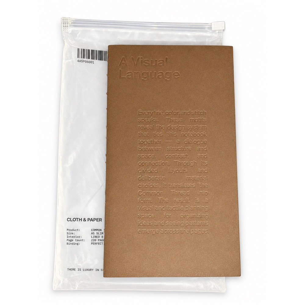 Cloth & Paper Common Thread Notebook A5 Slim Lined Blank Brown Minimal